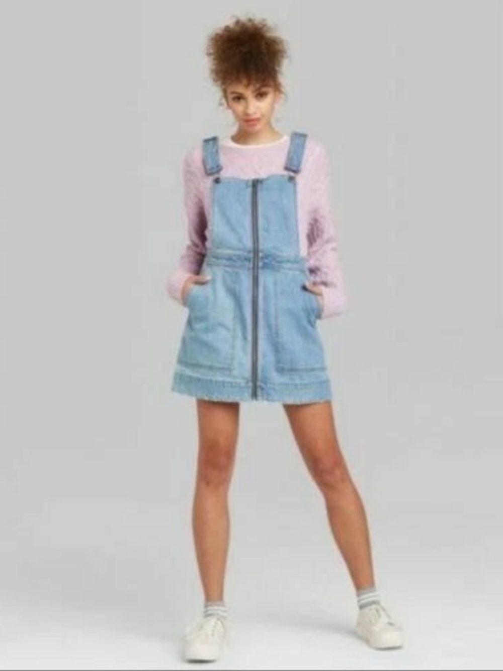 5 for $25!! Wild Fable Denim Overalls Full Zip Dress size Large